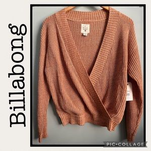 NWT Billabong Bring It Cross -Wrap Deep V Sweater Size S